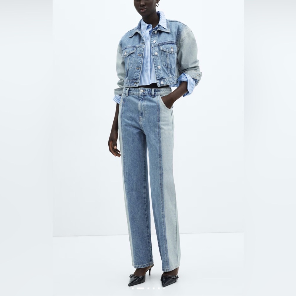 Mango TWO-TONE STRAIGHT-FIT JEANS